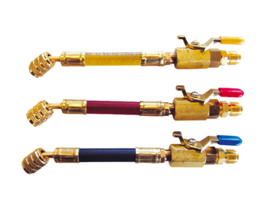 Set 3 robineți cu tub flexibil 45° pentru R22-R407C L=150 mm - 11132032