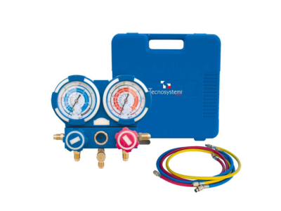 Kit stație manometrică cu 2 ieșiri si protecție din cauciuc + 3 tuburi R32-R410A-R22 - TSC200004